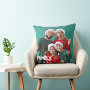 Familie Boho-Text-Overlay mit zwei Fotos Kissenb Kissen