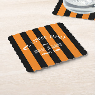 Familie Boo Crew Black Orange Stripe Halloween Untersetzer