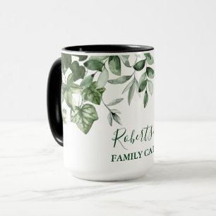 Familie Cabin Wasserfarbe Botanische Vegetation Tasse