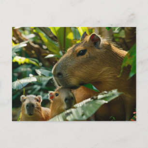 Familie Capybara im tropischen Habitat Postkarte