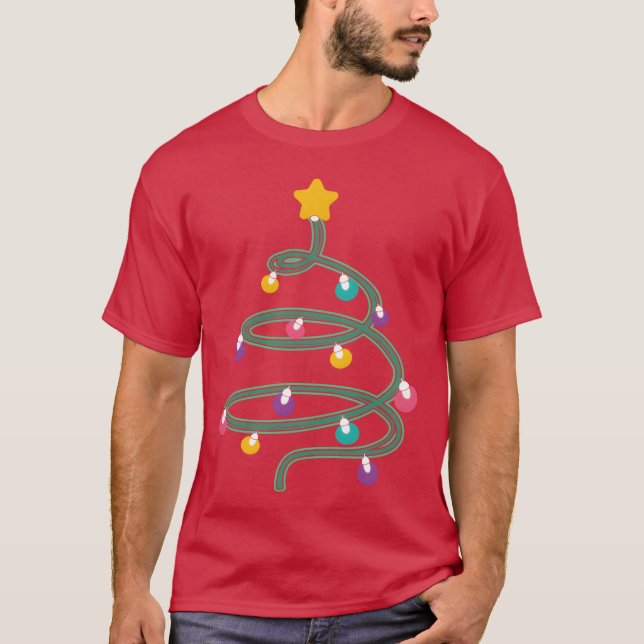 Familie Christmas Light Christmasree T-Shirt (Vorderseite)