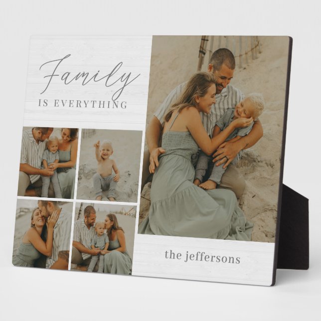 Familie Collage Rustic Modernes Foto Desktop Plaqu Fotoplatte (Seite)