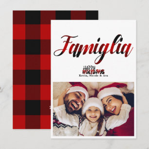 Familie Cool Plaid Weihnachts-Feiertags-Fotokarte Einladung