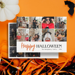 Familie Cute Script Frohes Halloween 12 Foto Weiß Karte