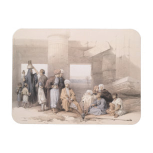 Familie der Beduinen im Tempel von Amun, Thebes, Ä Magnet