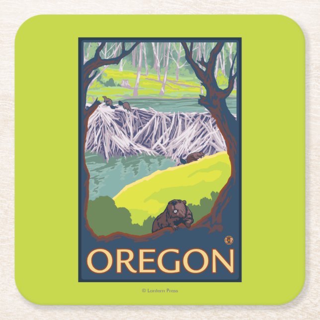 Familie der Biber Rechteckiger Pappuntersetzer (Vorderseite)