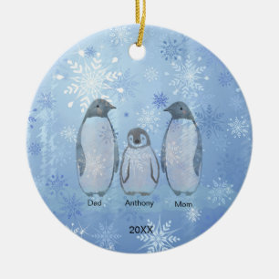 Familie der Drei Penguin Weihnachten Keramik Ornament