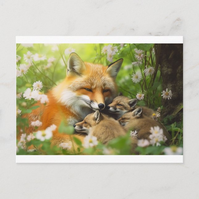 Familie der Fuchs in der Wildnis Postkarte (Vorderseite)