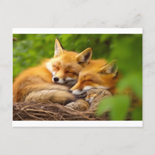 Familie der Fuchs in der Wildnis Postkarte