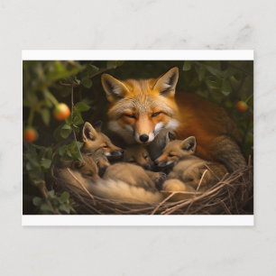 Familie der Fuchs in der Wildnis Postkarte