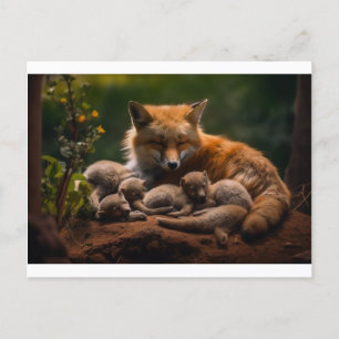 Familie der Fuchs in der Wildnis Postkarte