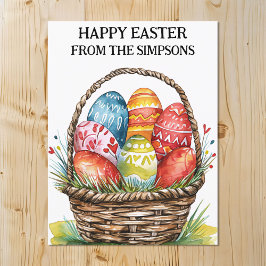 Familie der happy Oaster Watercolor lackierten Eie Postkarte