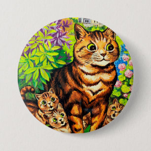 Familie der Katzen in einem Garten, Louis Wain Button
