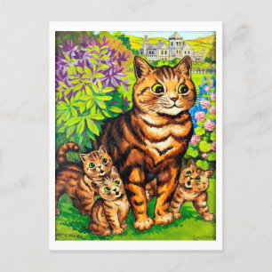 Familie der Katzen in einem Garten, Louis Wain Postkarte