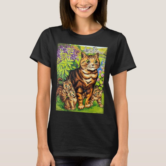 Familie der Katzen in einem Garten, Louis Wain T-Shirt (Vorderseite)
