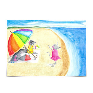 Familie der Maus bei Beach Summertime Grußkarte Karte