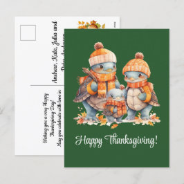 Familie der Schildkröten glückliches Thanksgiving Feiertagspostkarte