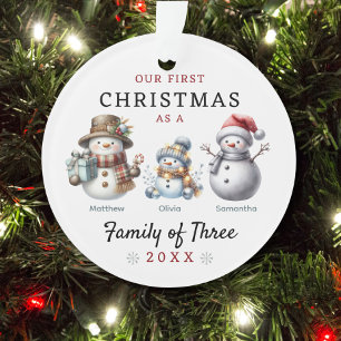Familie der Schneemänner drei Weihnachten Ornament