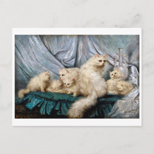 Familie der weißen Katze, Carl Kahler Postkarte