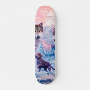 Familie der Wölfe Malerei Skateboard