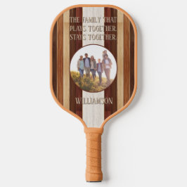 Familie, die rustikales Holz gestreift Personalisi Pickleball Schläger