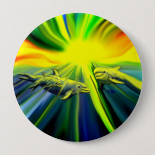 Familie Dolphin im Sonnenschein Button