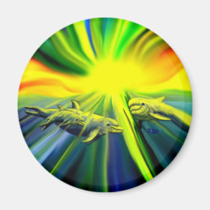 Familie Dolphin im Sonnenschein Magnet