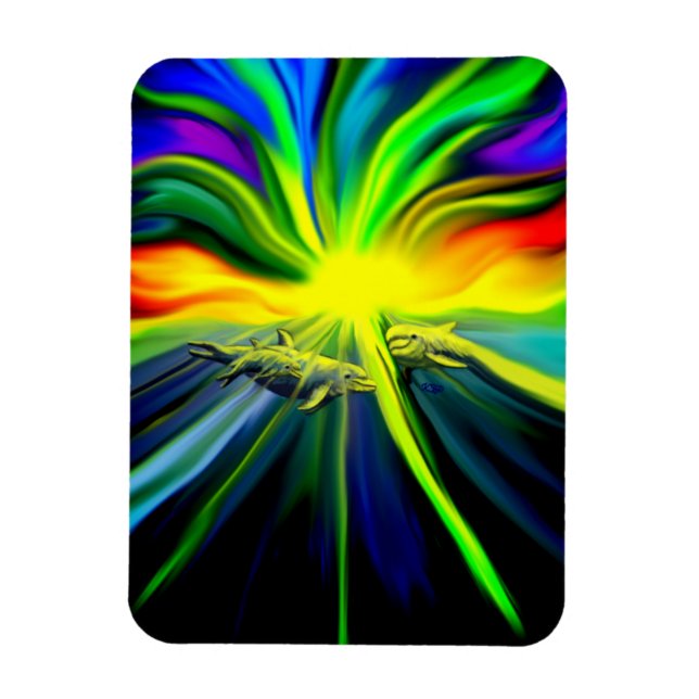 Familie Dolphin im Sonnenschein Magnet (Vertikal)