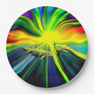 Familie Dolphin im Sonnenschein Pappteller