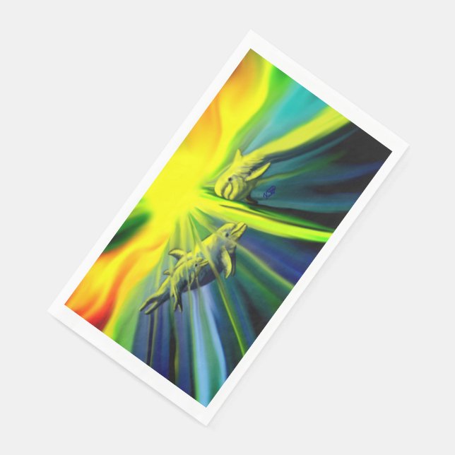 Familie Dolphin im Sonnenschein Serviette (Ecke)