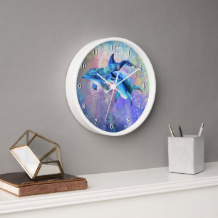 Familie Dolphin Wall Clock Happy Uhr