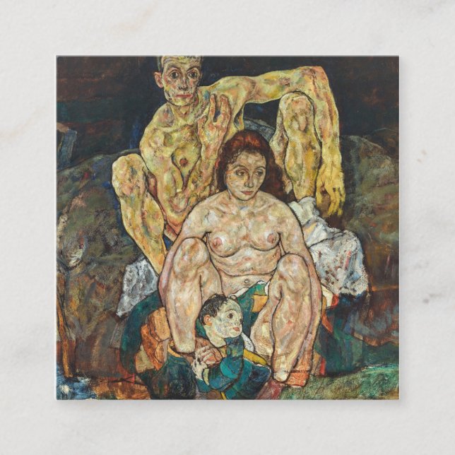 Familie Egon Schiele 1918 Quadratische Visitenkarte (Vorderseite)