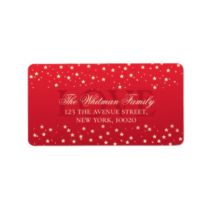 Familie Elegante Liebe Rote Sterne Rücksendeadress Adressaufkleber
