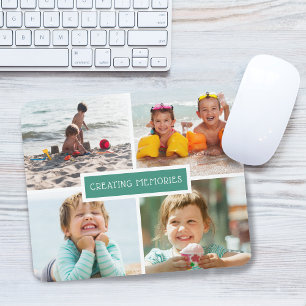 Familie Erinnerungen Schaffen Foto-Collage Türkis Mousepad