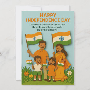Familie feiert Indiens Tageskarte der Unabhängigke