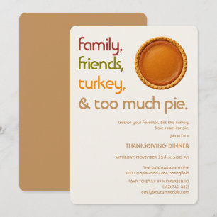 Familie, Freunde, Truthahn, Pie Moderne Thanksgivi Einladung