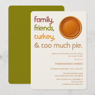 Familie, Freunde, Truthahn, Pie Moderne Thanksgivi Einladung