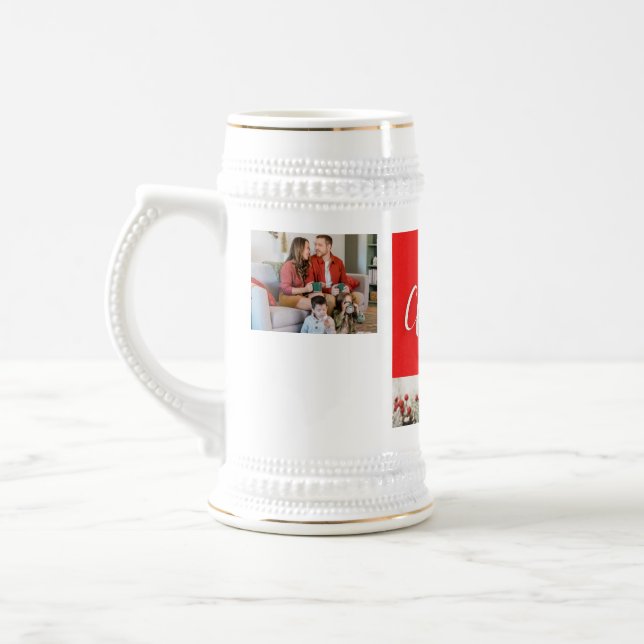 Familie frohe Weihnachten Glück Neujahr 4 Fotos Bierglas (Links)