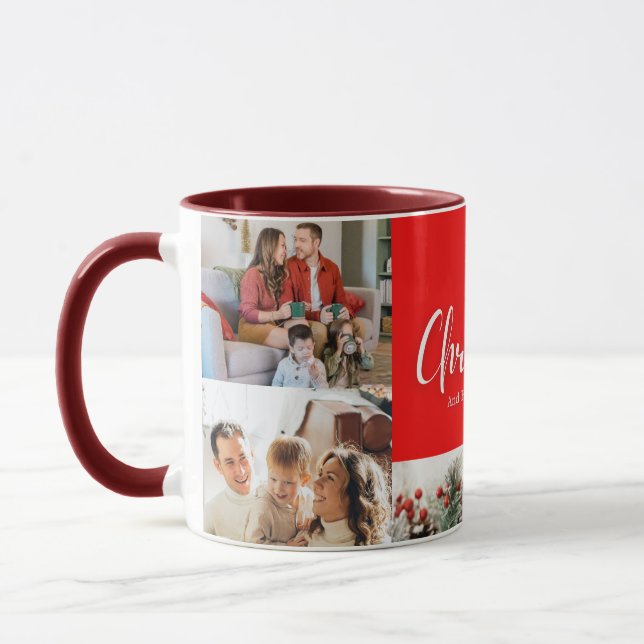 Familie frohe Weihnachten Glück Neujahr 4 Fotos Tasse (Links)