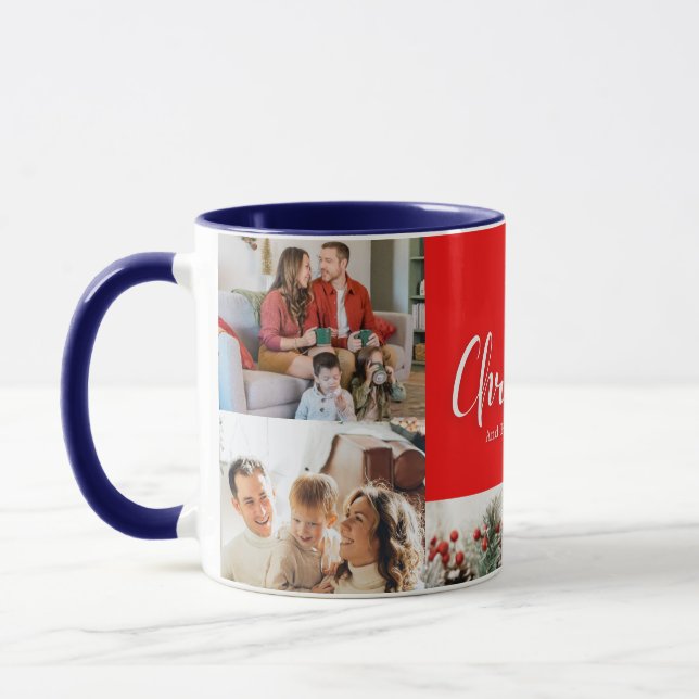 Familie frohe Weihnachten Glück Neujahr 4 Fotos Tasse (Links)