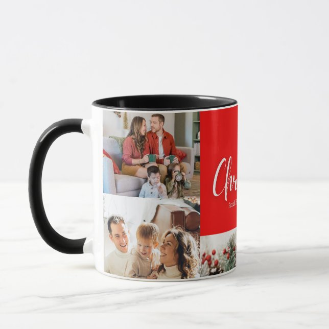 Familie frohe Weihnachten Glück Neujahr 4 Fotos Tasse (Links)