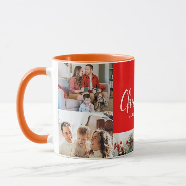 Familie frohe Weihnachten Glück Neujahr 4 Fotos Tasse (Links)