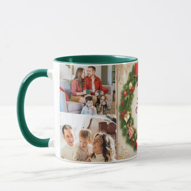 Familie frohe Weihnachten Glück Neujahr 4 Fotos Tasse (Links)