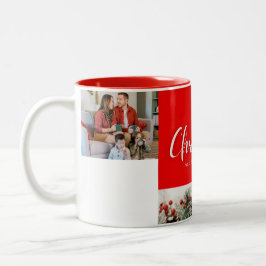 Familie frohe Weihnachten Glück Neujahr 4 Fotos Zweifarbige Tasse