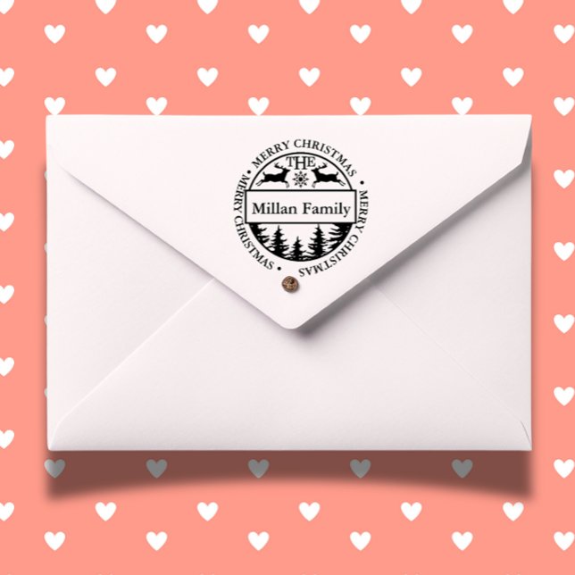 Familie Frohe Weihnachten Hirsch Thema Permastempel (Add a heartfelt touch to your holiday cards with our Family Merry Christmas Deer theme  )