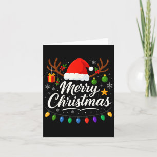 Familie Frohe Weihnachten Rote Weihnachtsmannmütze Karte