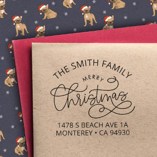 Familie Frohe Weihnachten Umschlag Rücksendeadress Gummistempel
