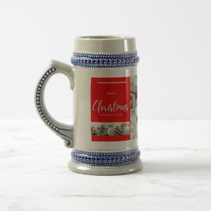Familie frohe Weihnachten und glückliches Neues Ja Bierglas