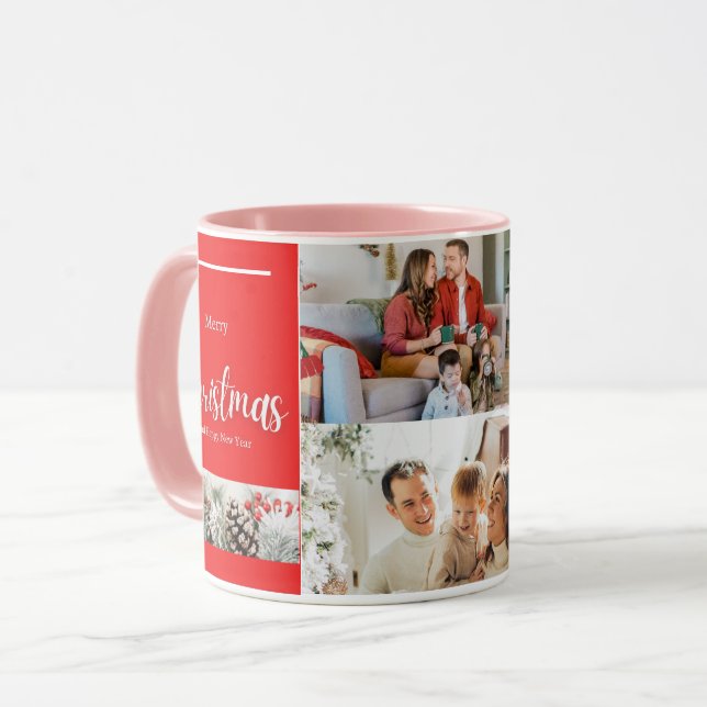 Familie frohe Weihnachten und glückliches Neues Ja Tasse (Vorderseite Links)