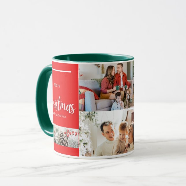 Familie frohe Weihnachten und glückliches Neues Ja Tasse (Vorderseite Links)